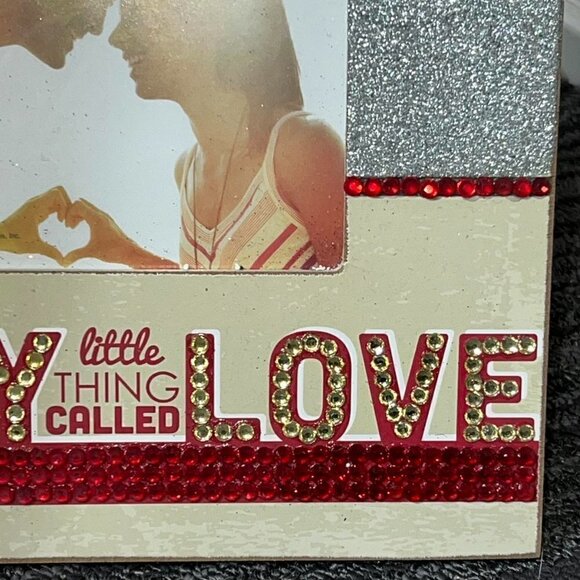 Rhinestone & glitter embellished 4x6 picture frame “crazy thing called love” - Picture 4 of 6